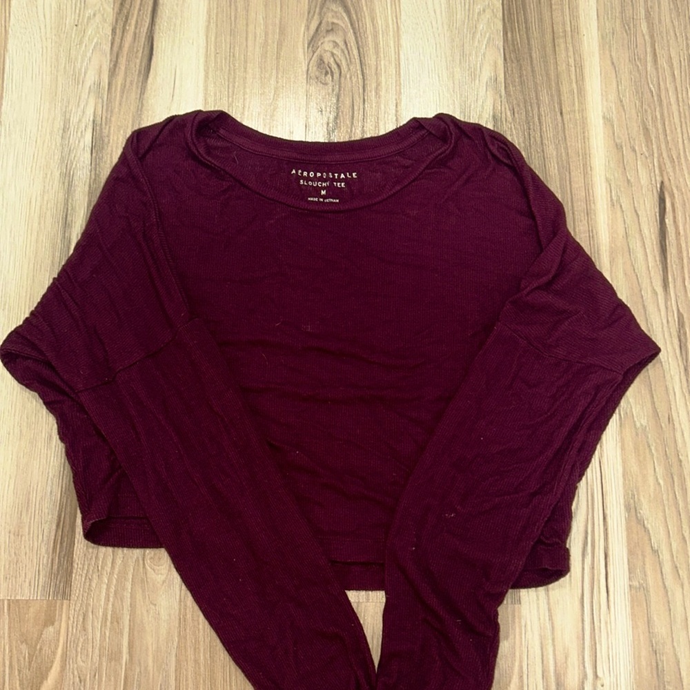 aeropostale maroon medium long sleeve crop top